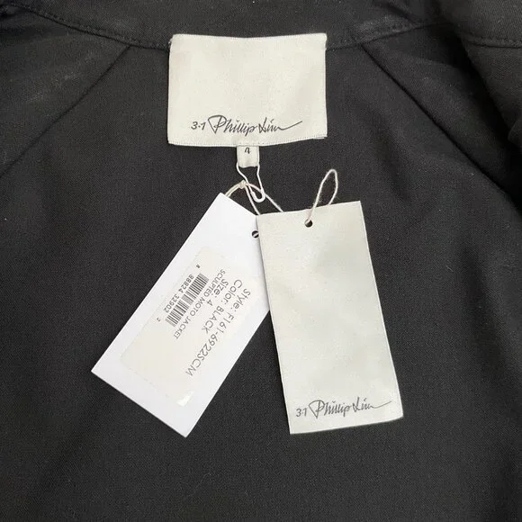 3.1 Phillip Lim Black Cotton Sculpted Moto Jacket - Picture 4 of 4